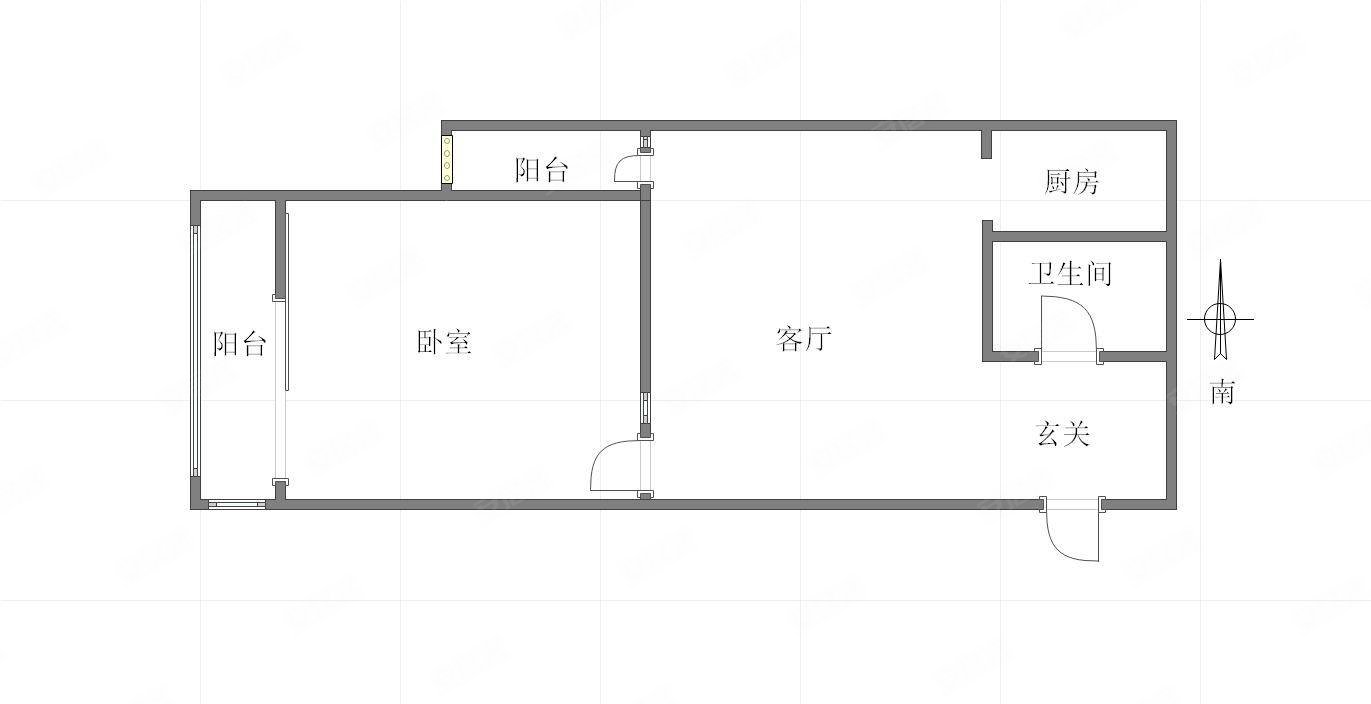 盾安九龙都1室1厅1卫46㎡南北48万