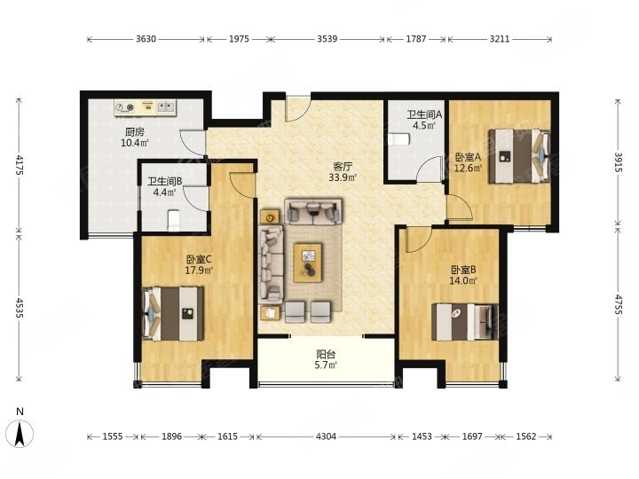 玉泉路满二精装高铁站地铁口秦都花苑彩虹对面
