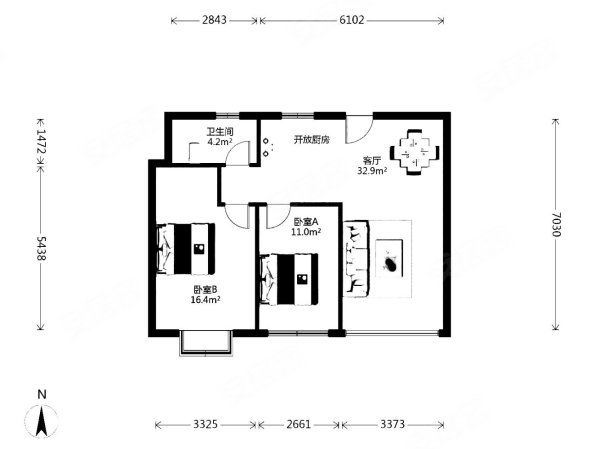 东环里2室2厅1卫89.49㎡南93万