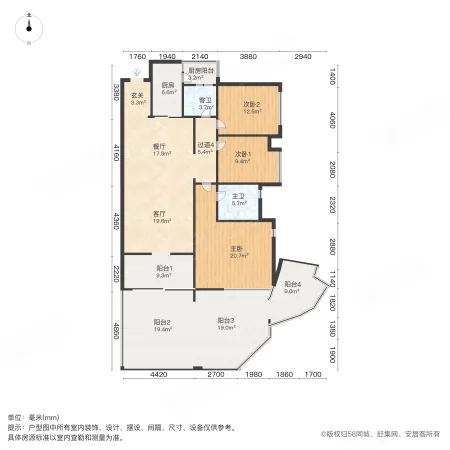 御峰园3室2厅2卫120.34㎡南0万