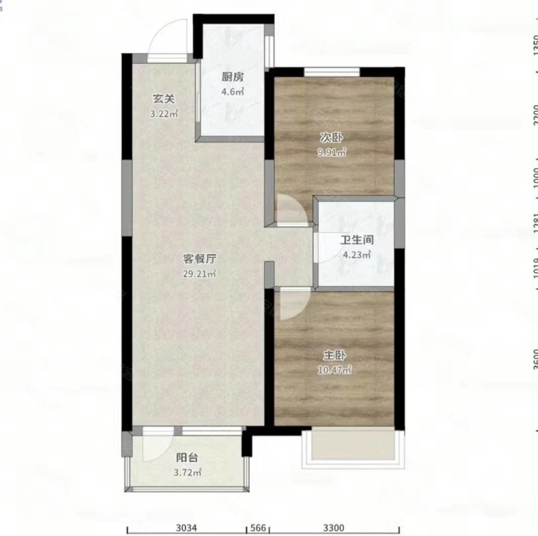 雅颂居2室2厅1卫97㎡南北32.8万