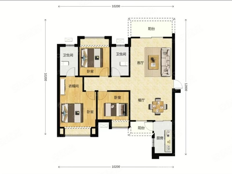 西边套 客厅和卧室朝南 采光无遮挡 新能源