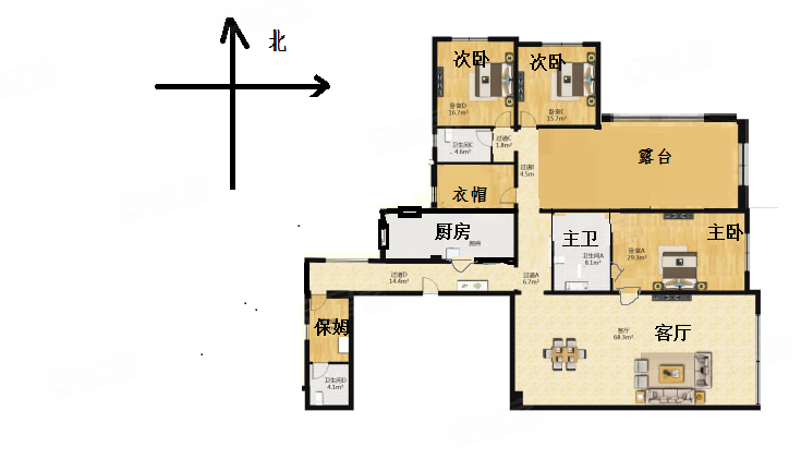 正东国际大厦5室2厅2卫276.46㎡南北2000万