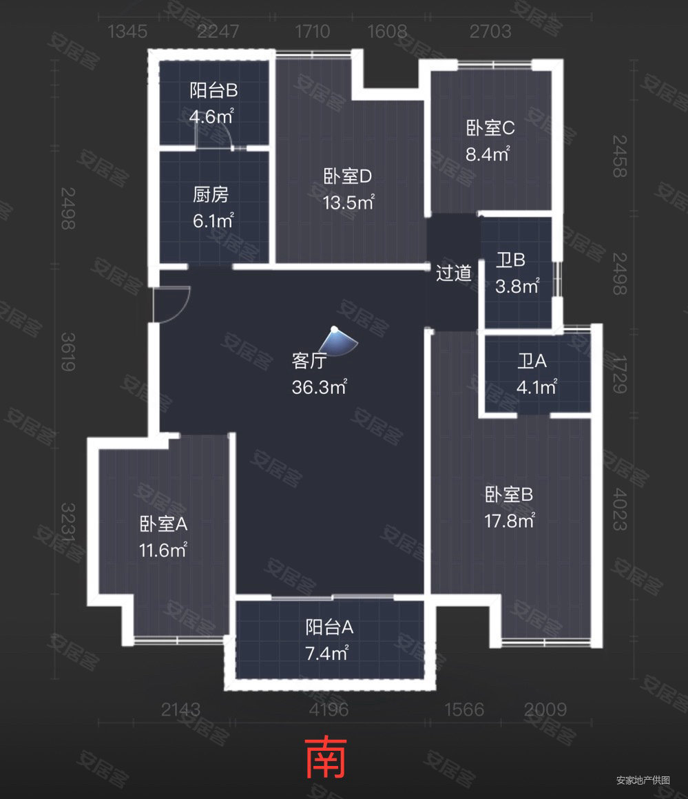 绿地新里城4室2厅2卫132㎡南北96万