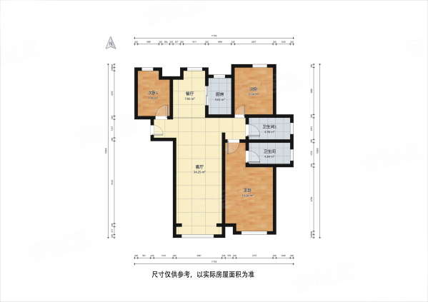 国耀上河城3室2厅2卫118.97㎡南155万