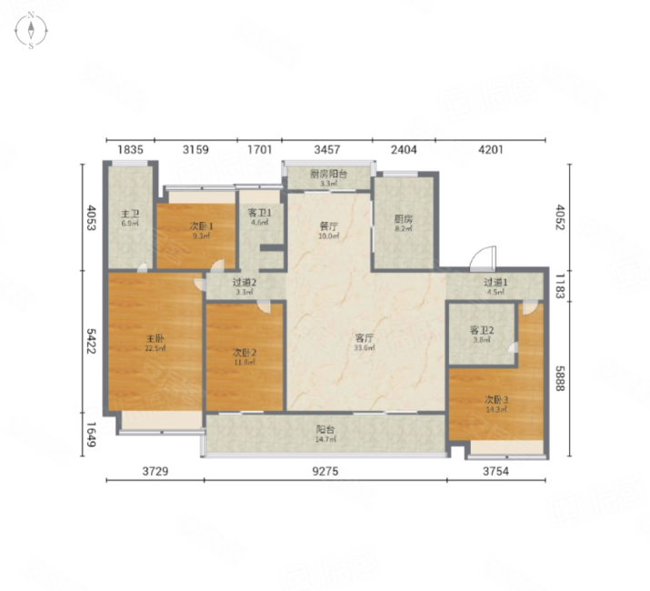 朗诗乐府4室2厅3卫177㎡南375万