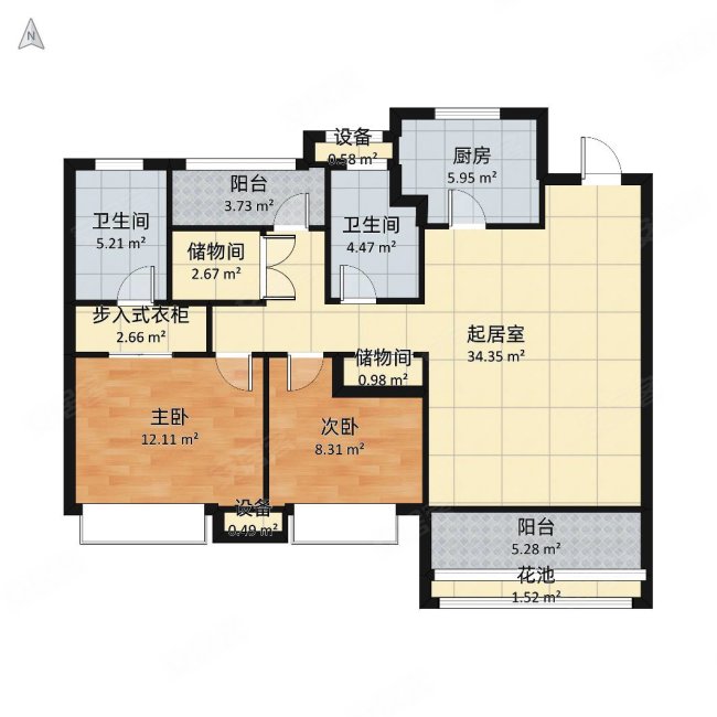 滨湖社区3室2厅1卫117㎡南23万