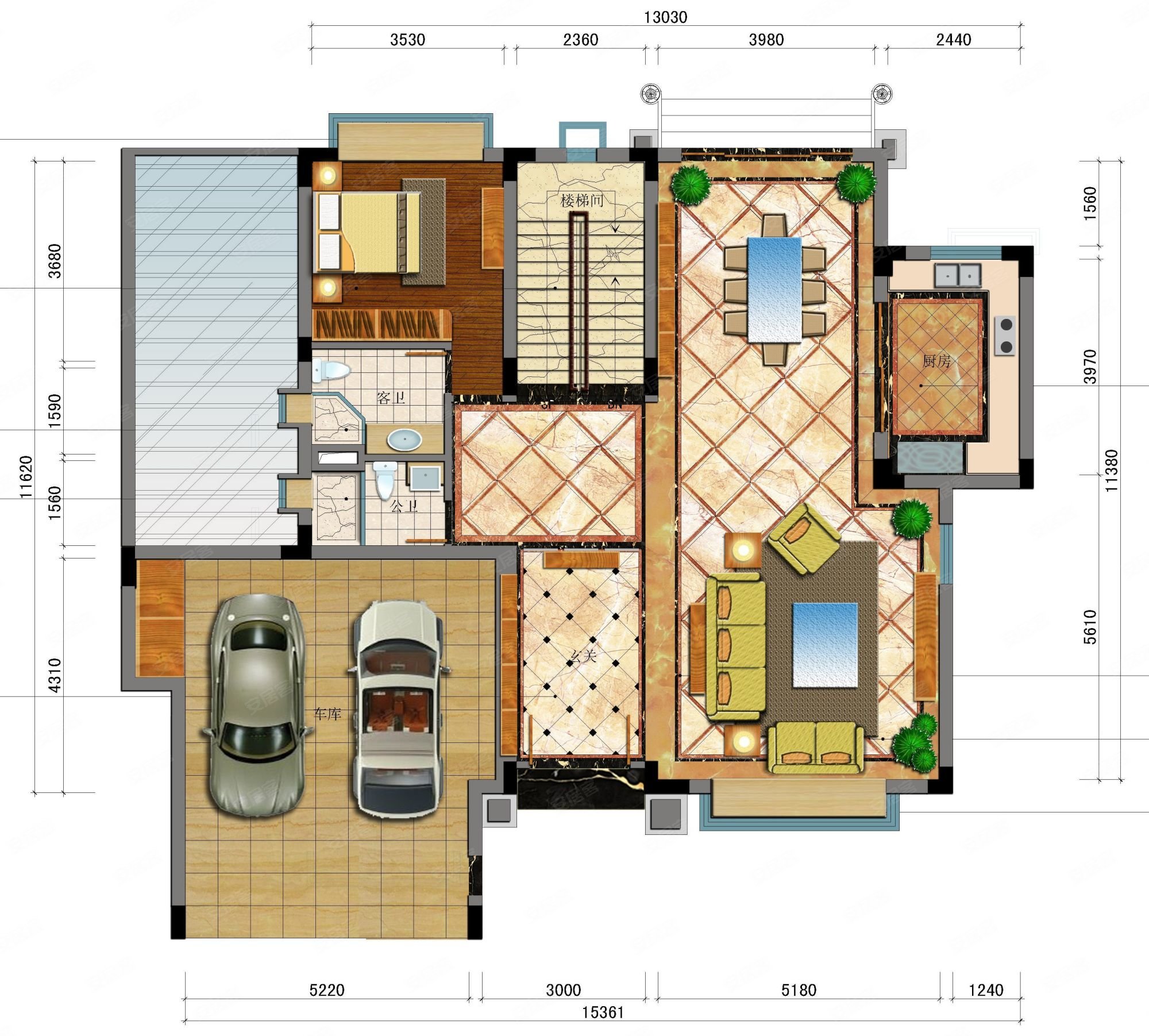 誉山独栋别墅 278平方 前后花园约400平方,全明地下室