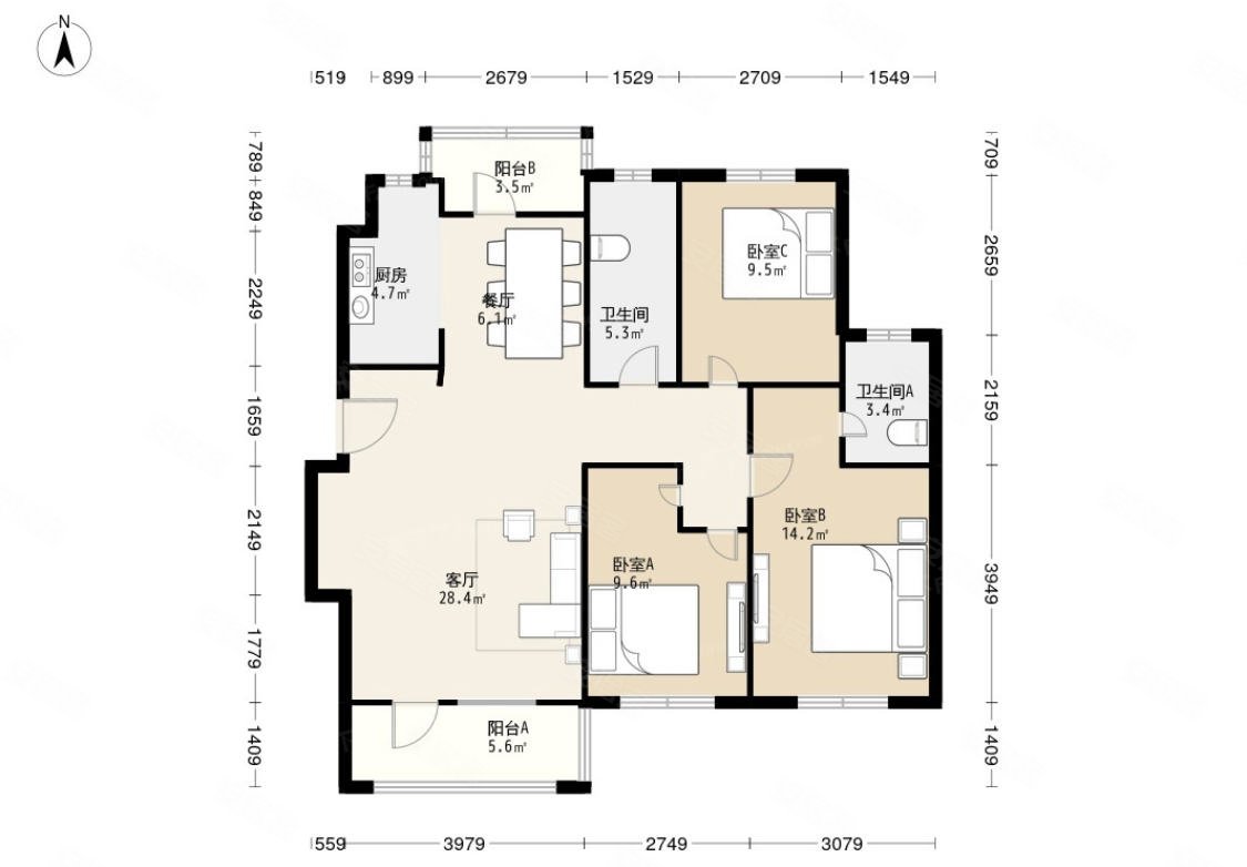 产权清晰 满二 南北通透 豪华精装 房龄新 有电梯,聚美东湾二手房
