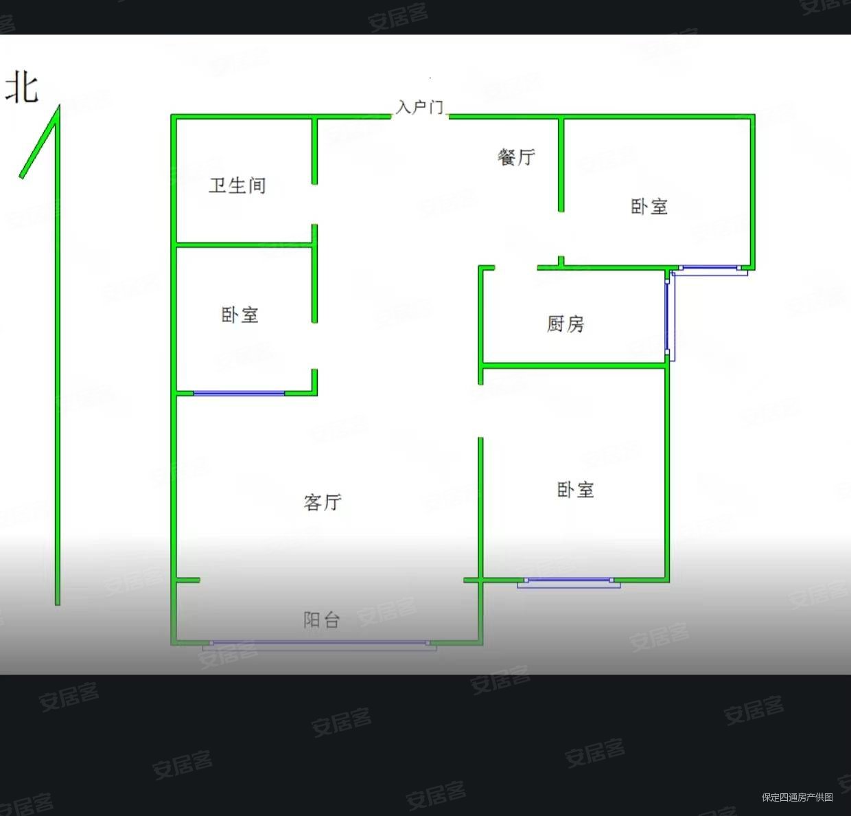 向阳茗筑3室2厅1卫88㎡南96万