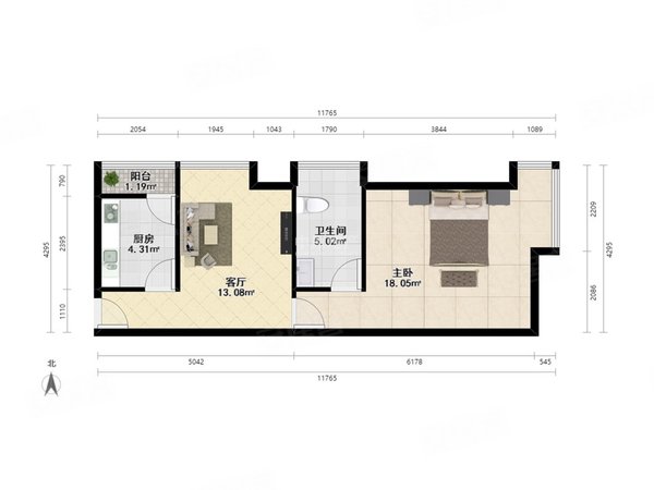 【多图】信义荔山公馆,信义租房,信义荔山公馆 1室1厅1卫 48平 精装修