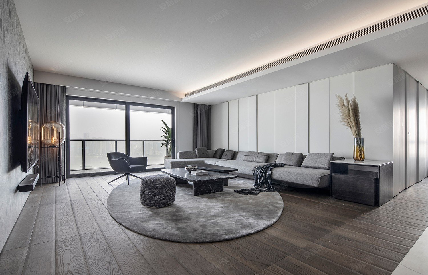 现代风格以无主灯吊顶120平米简约设计