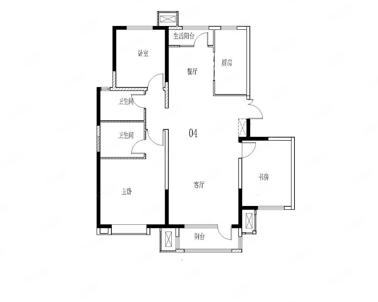 格调壹品三室两厅两卫毛坯现房南北通透户型方正采光好