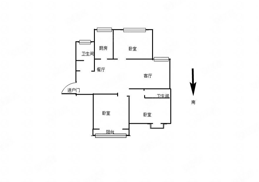 新城一号3室2厅2卫130㎡南北112万