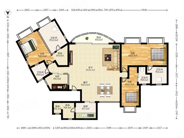 深圳龙华观澜观澜豪园观景赛维纳观澜豪园观景赛维纳 3室2厅2卫 231平