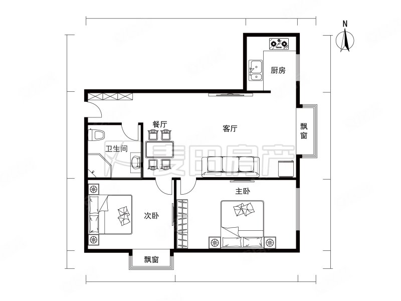 玺源台2室2厅1卫67.21㎡东南899万