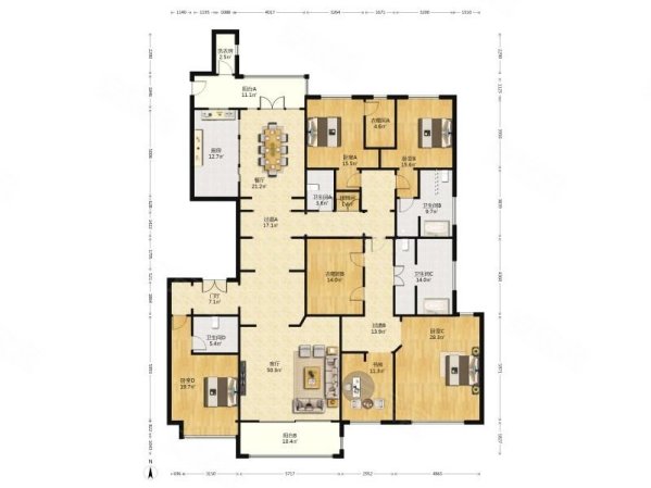 中海紫御豪庭(一二期公寓住宅)5室2厅4卫343.63㎡南北4200万
