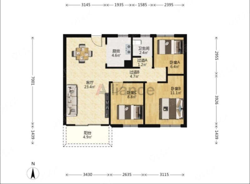 天一地铁站 省锡中附近 小三房 楼层好 视野开阔