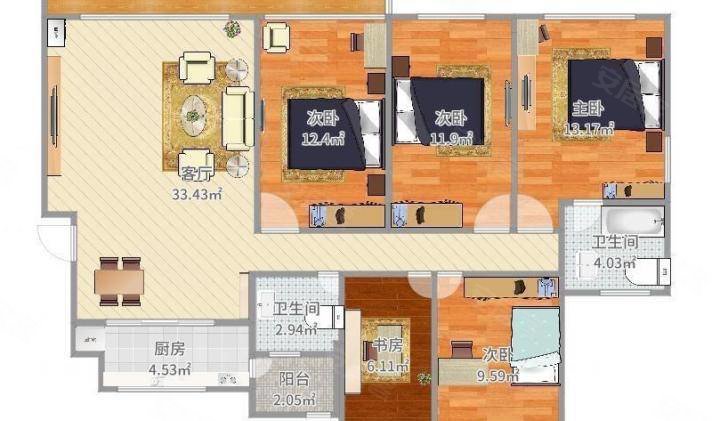 奥林匹克花园(别墅)5室3厅4卫290㎡南北428万