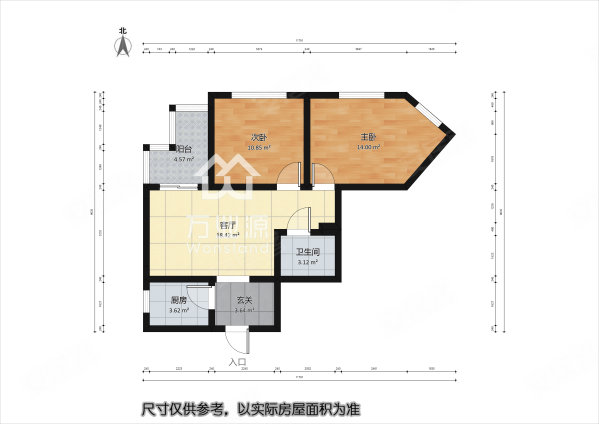 康翠园2室1厅1卫87.57㎡东北90万