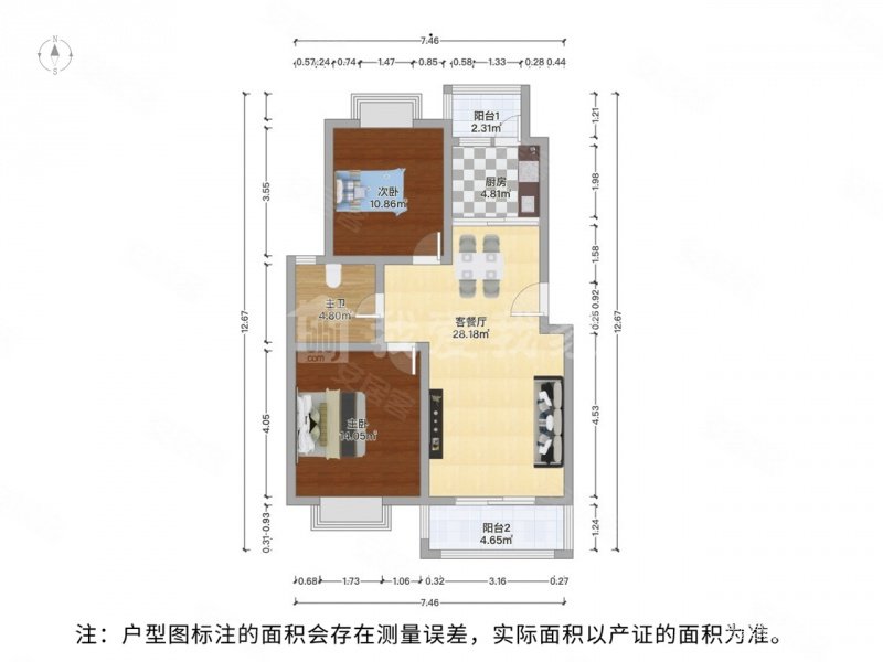 S半岛清水湾花园2室2厅1卫90.6㎡南北159万