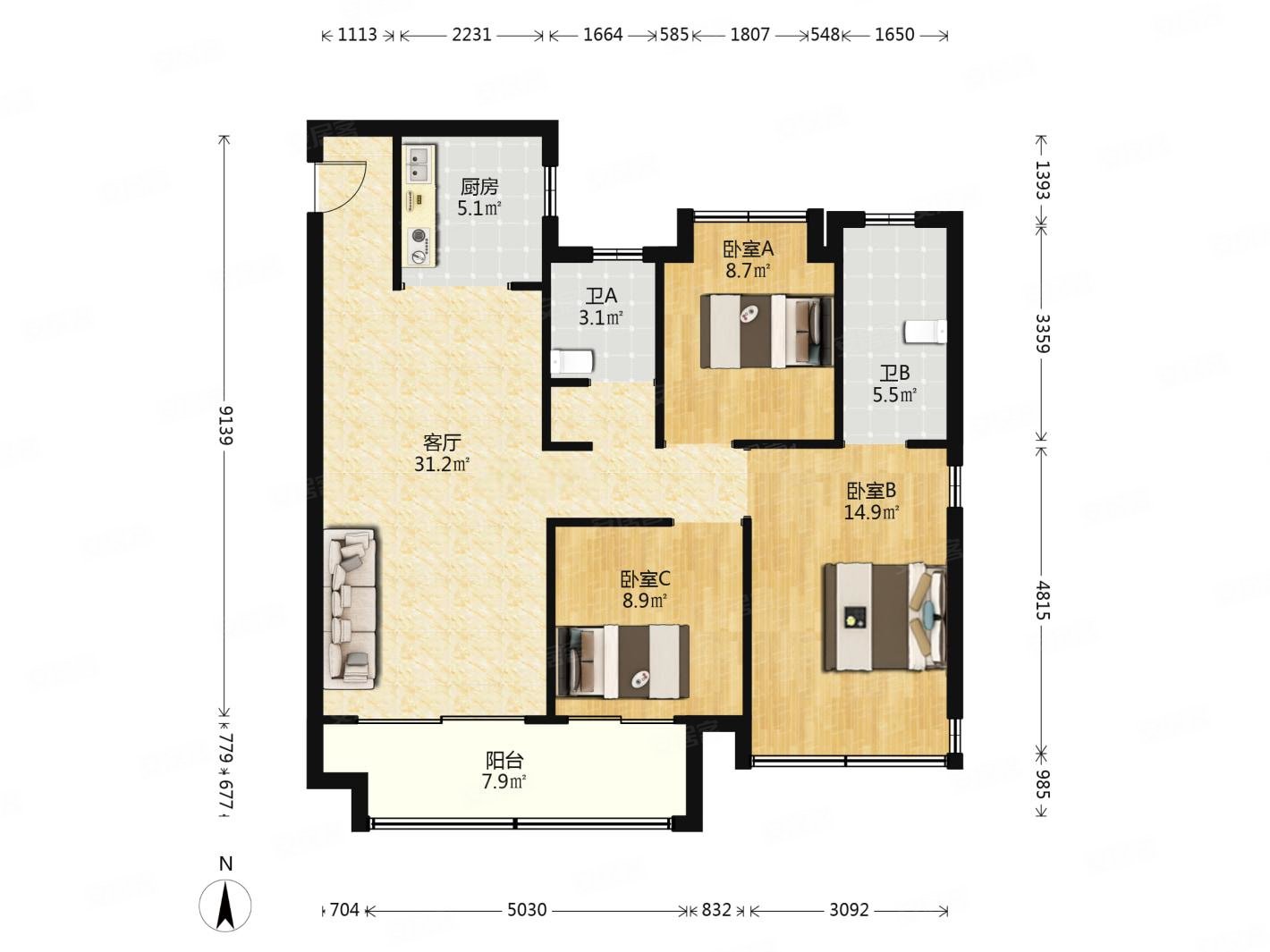 山和宸园 三房两卫 毛坯现房 东边户 视野好 业主诚售
