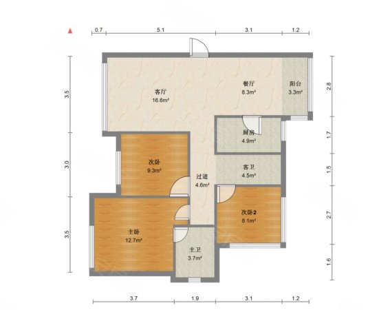 峨眉华府3室3厅2卫99㎡南北56万