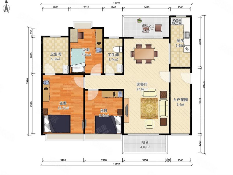 绿地公馆南北通全新未入住大三房出售 钥匙在手随时看房