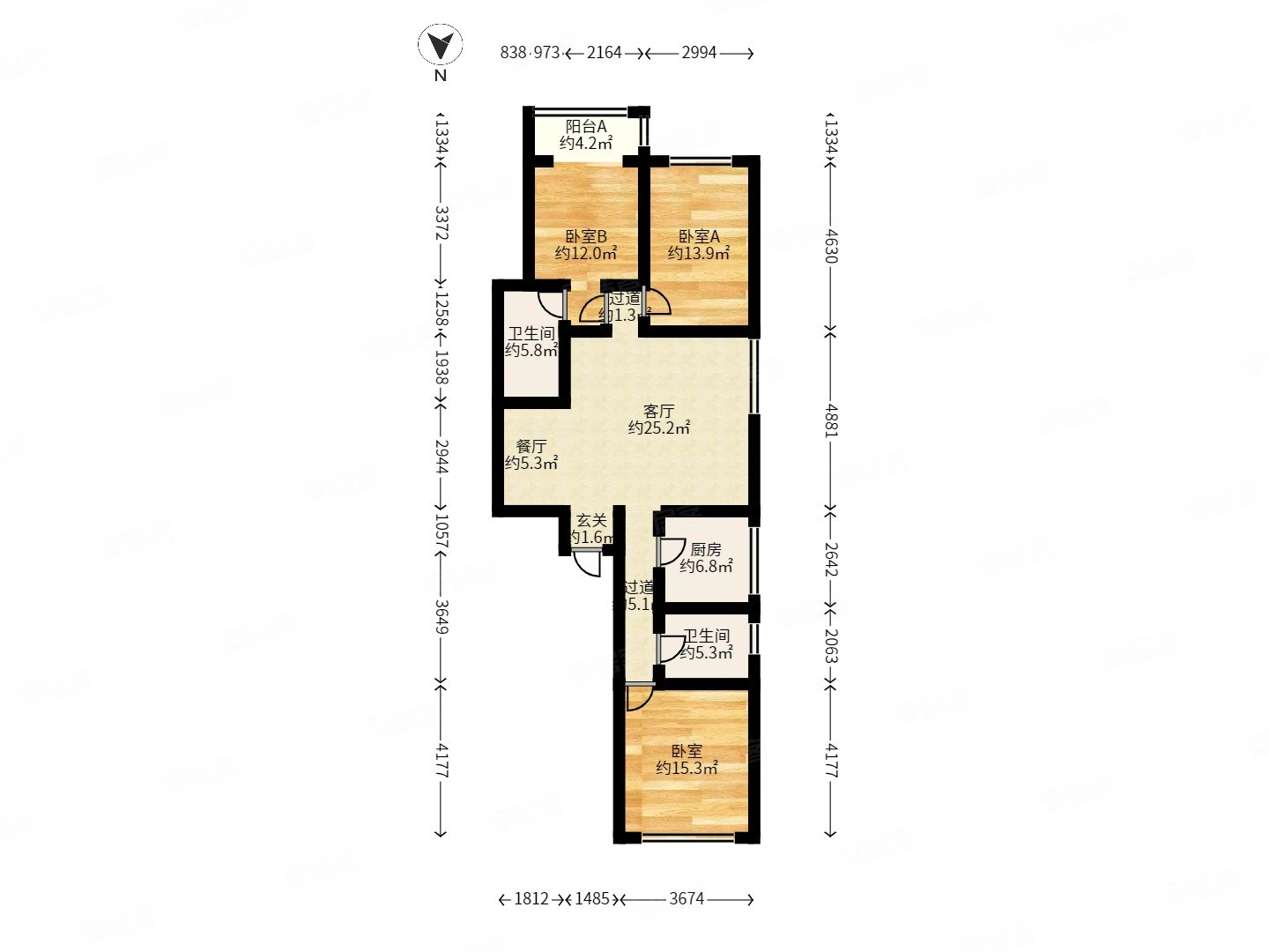 出售路北区3室2厅简装修南北,祥致家园二手房,168万,3室2厅,2卫,144.