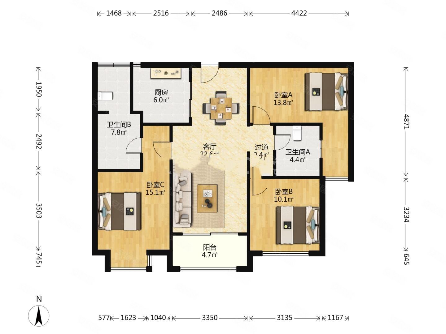 科教新城绿地城二期精装修三房飞机户型采光好楼层