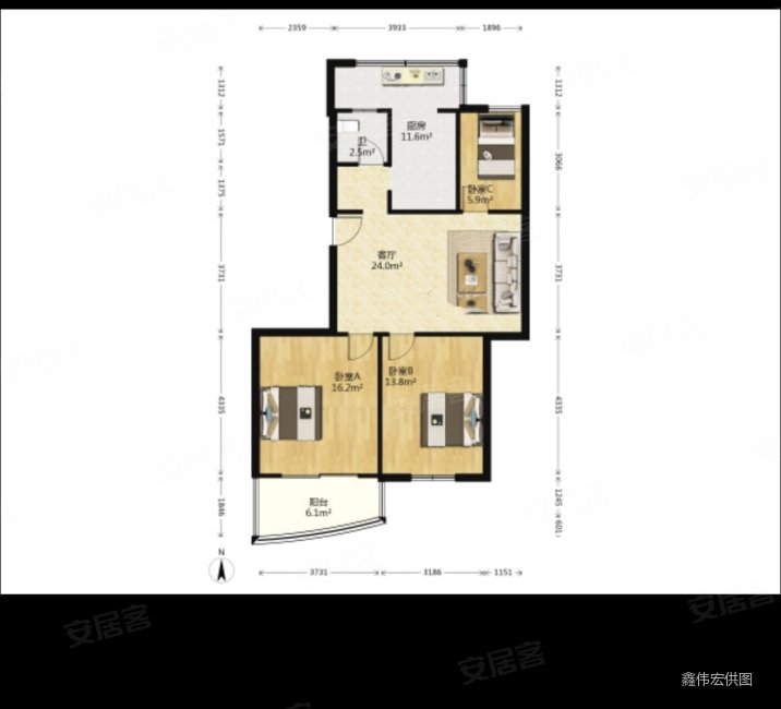 电梯房 新街口王府花园 桂圆公寓 圣欧庭 户型好