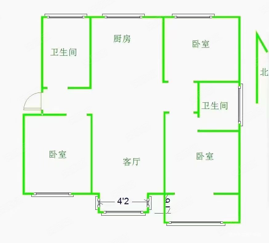 紫竹园(定州)3室2厅2卫123㎡南北79.95万