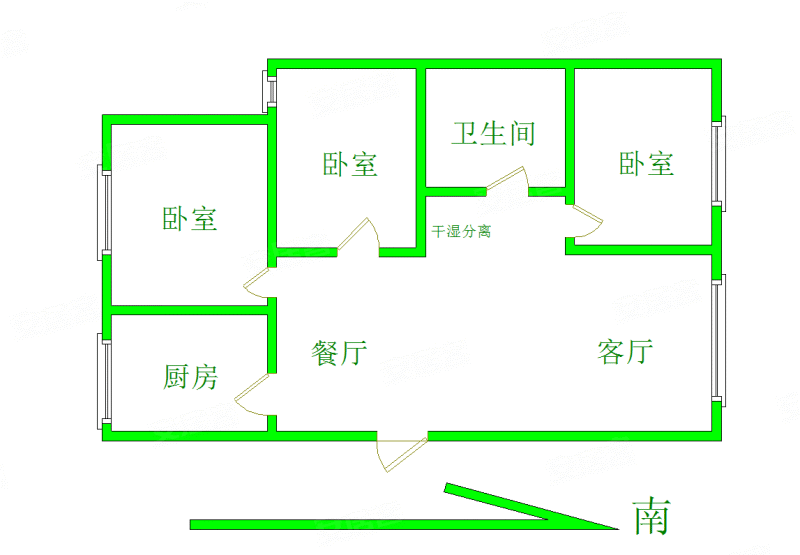 金川新天地3室2厅1卫121㎡南北106万