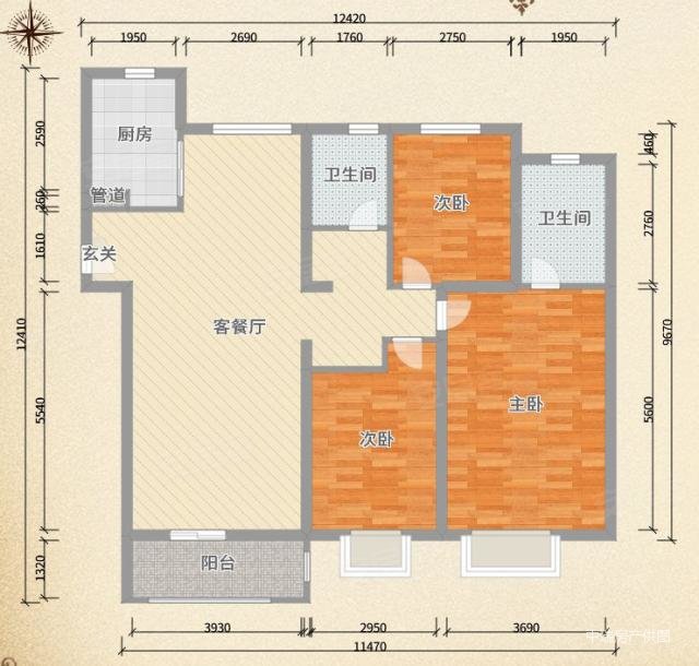 电力小区3室2厅2卫110㎡南北41.8万