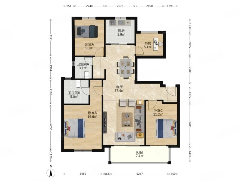 新城香悦澜山 南北通透 装修好 房龄新 双卫生间 产权清晰