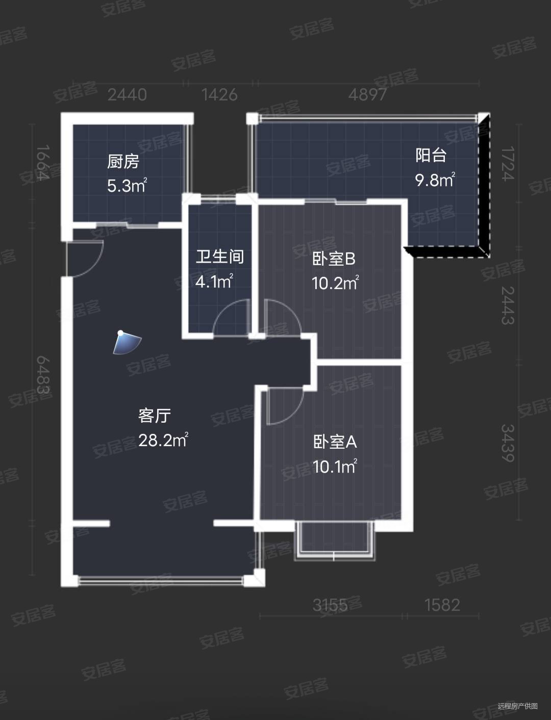 南北通透 低价诚心出售,御景名城二手房,52万,2室2厅,1卫,75平米-绵阳