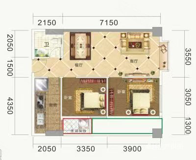 金藏林卡2室2厅1卫76㎡南76万