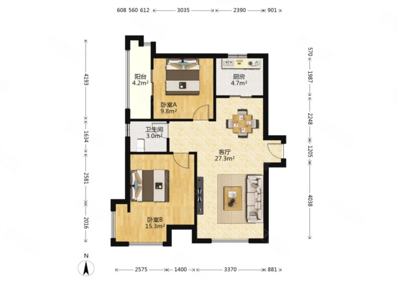 高新区锦业路精装南北通透全明住宅,绿地世纪城新里仕嘉公寓(a区)二手