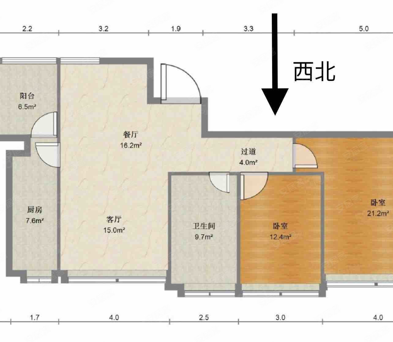 中海富华里2室2厅1卫81.35㎡西北238万