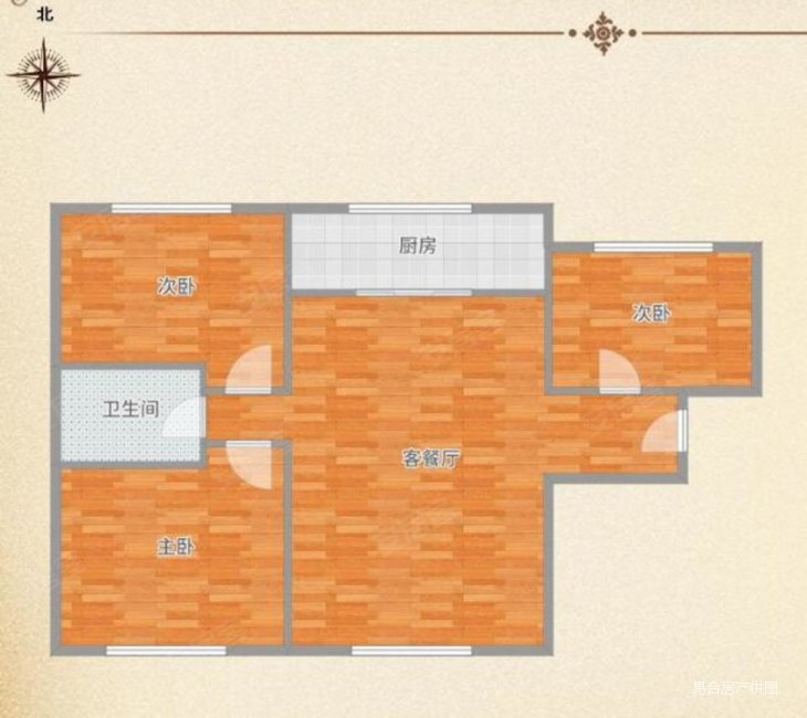 金隅万科城3室2厅1卫88.59㎡南北390万