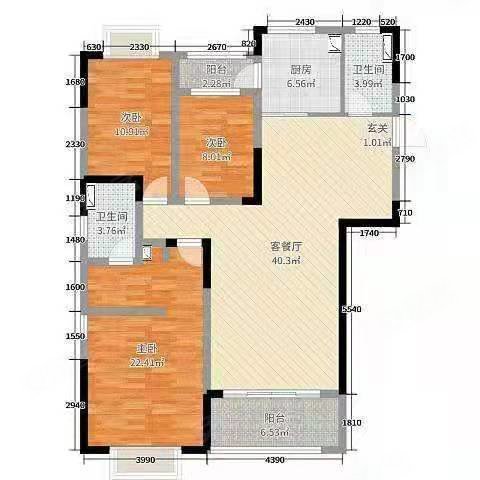 泰州碧桂园3室2厅2卫140㎡南北70万