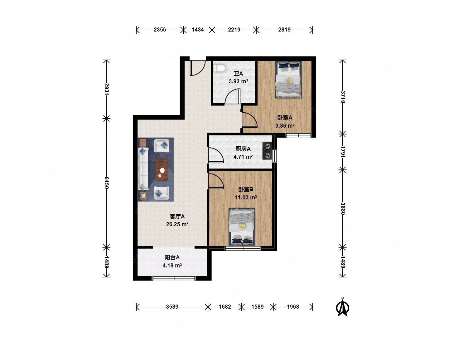 汇景苑三区中高楼层中心位置南向大两居采光好必看好房