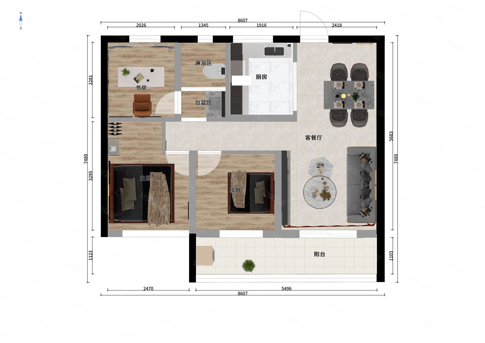 南长街旁,九龙仓御玺小三房,户型正气,夜景优美,热闹地段