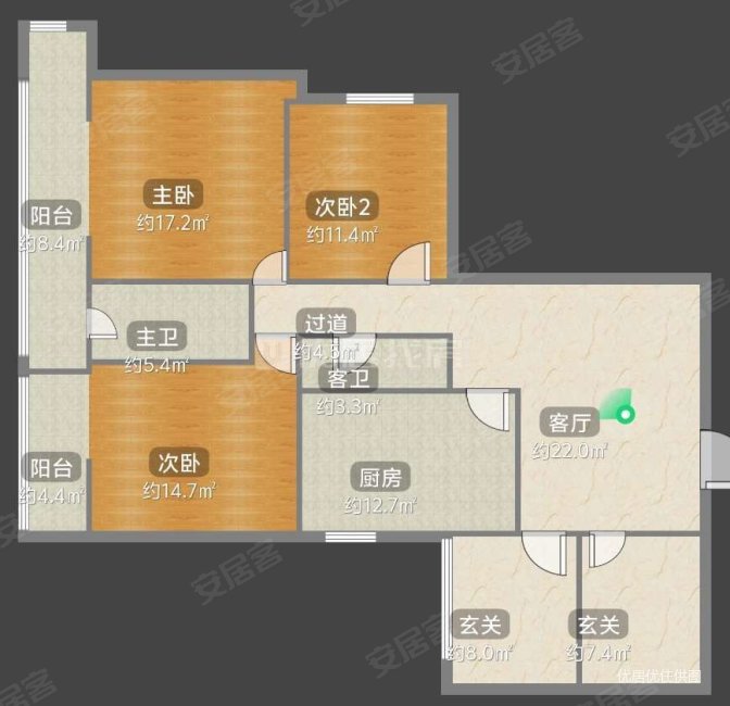 富水花园3室2厅2卫150㎡南北159万