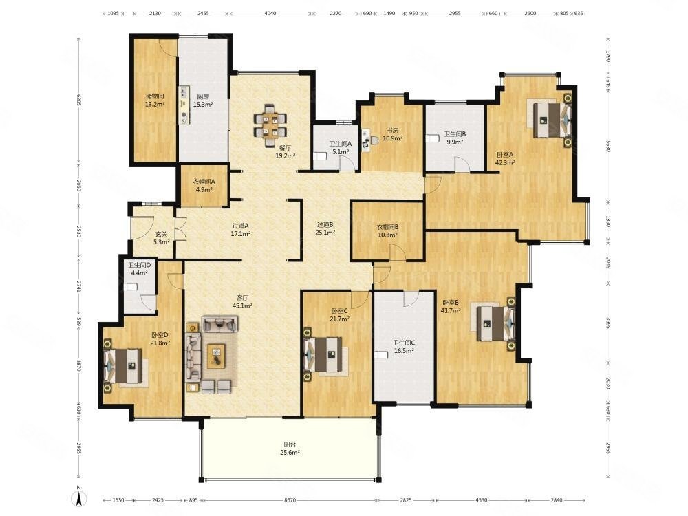 五缘湾国贸天琴湾385平大5房高层看湾海双景