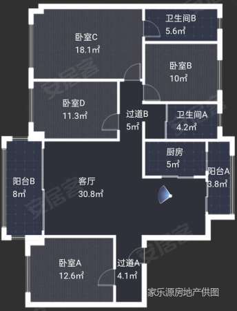 碧桂园西南上城天悦府4室2厅2卫142㎡东西120万