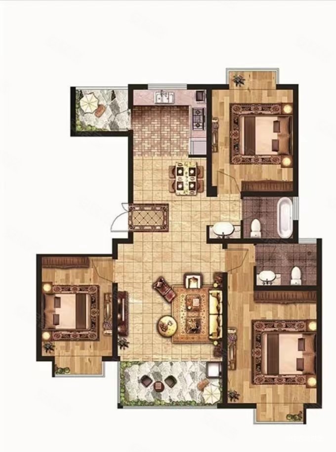 金爵华府3室2厅2卫131㎡南北72.8万