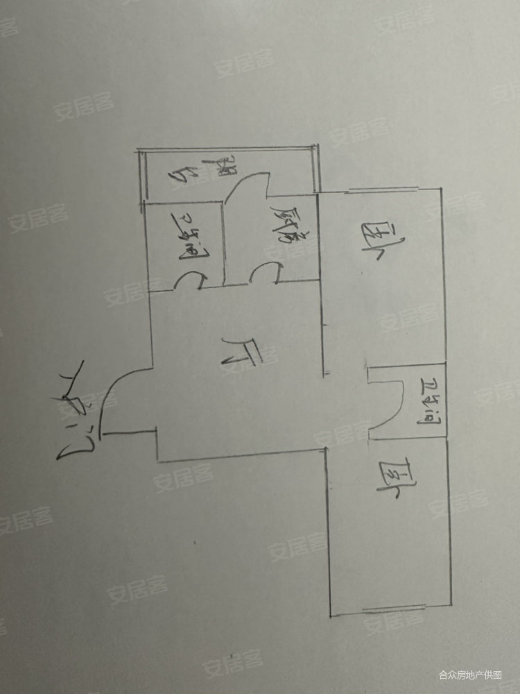 集大小区2室1厅2卫76.33㎡南北62万