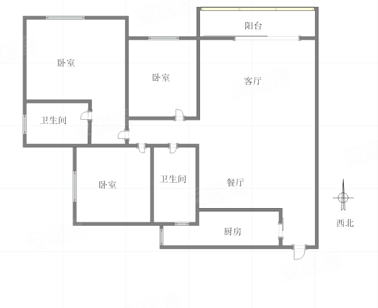 春风与湖3室2厅2卫96㎡西北130万