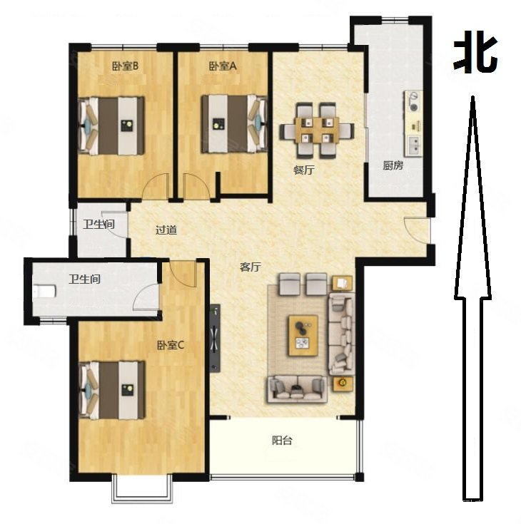 新增汇翠花园三室两厅南北通透紧邻北国商城长安公园